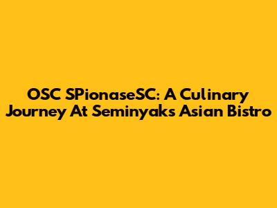 OSC SPionaseSC: A Culinary Journey At Seminyak's Asian Bistro