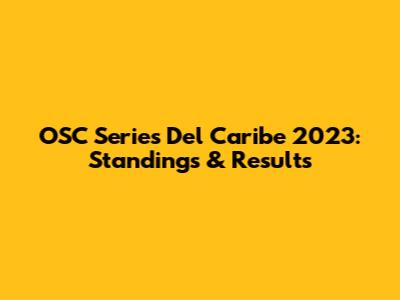 OSC Series Del Caribe 2023: Standings & Results