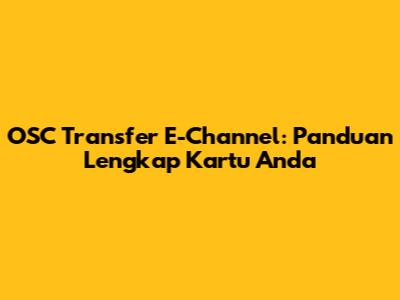 OSC Transfer E-Channel: Panduan Lengkap Kartu Anda