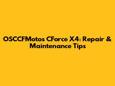 OSCCFMotos CForce X4: Repair & Maintenance Tips