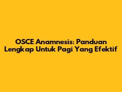 OSCE Anamnesis: Panduan Lengkap Untuk Pagi Yang Efektif