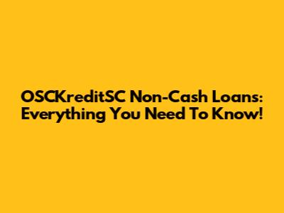 OSCKreditSC Non-Cash Loans: Everything You Need To Know!
