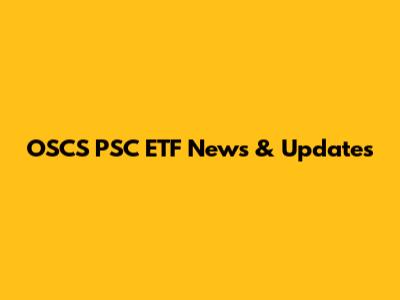 OSCS PSC ETF News & Updates