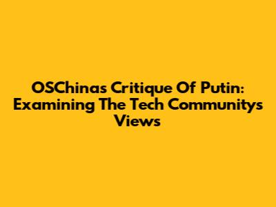OSChina's Critique Of Putin: Examining The Tech Community's Views