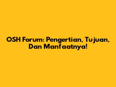 OSH Forum: Pengertian, Tujuan, Dan Manfaatnya!