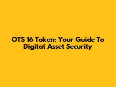 OTS 16 Token: Your Guide To Digital Asset Security