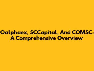 Oalphaex, SCCapital, And COMSC: A Comprehensive Overview