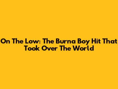 On The Low: The Burna Boy Hit That Took Over The World