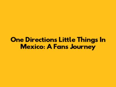 One Direction's 'Little Things' In Mexico: A Fan's Journey