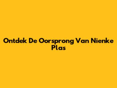Ontdek De Oorsprong Van Nienke Plas