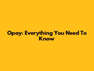 Opay: Everything You Need To Know