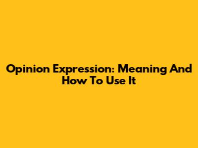 Opinion Expression: Meaning And How To Use It