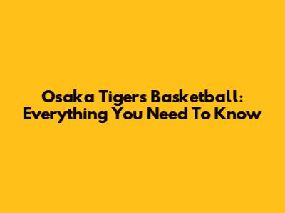Osaka Tigers Basketball: Everything You Need To Know
