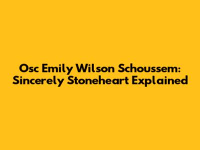 Osc Emily Wilson Schoussem: Sincerely Stoneheart Explained