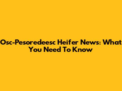 Osc-Pesoredeesc Heifer News: What You Need To Know