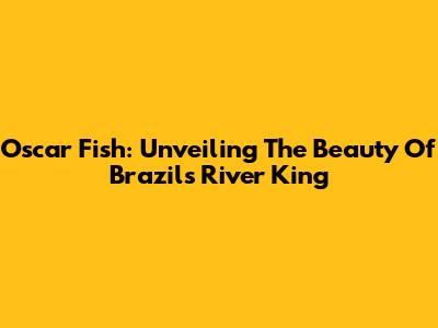 Oscar Fish: Unveiling The Beauty Of Brazil's River King