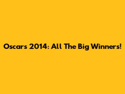 Oscars 2014: All The Big Winners!