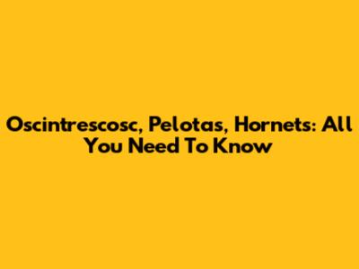 Oscintrescosc, Pelotas, Hornets: All You Need To Know
