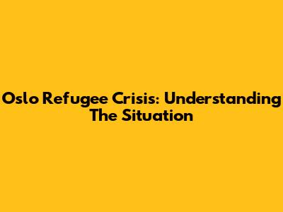 Oslo Refugee Crisis: Understanding The Situation