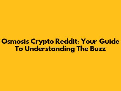 Osmosis Crypto Reddit: Your Guide To Understanding The Buzz