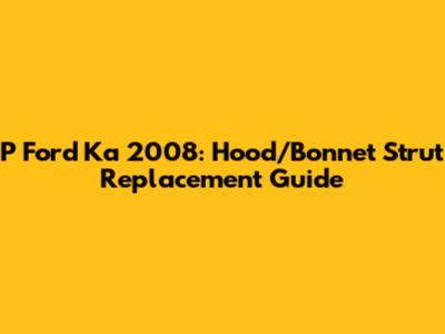 P Ford Ka 2008: Hood/Bonnet Strut Replacement Guide