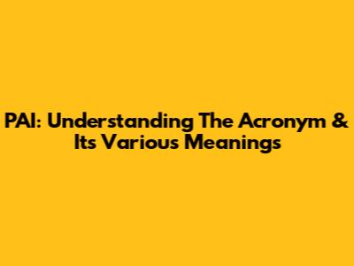 PAI: Understanding The Acronym & Its Various Meanings