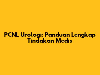 PCNL Urologi: Panduan Lengkap Tindakan Medis