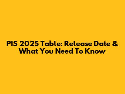 PIS 2025 Table: Release Date & What You Need To Know