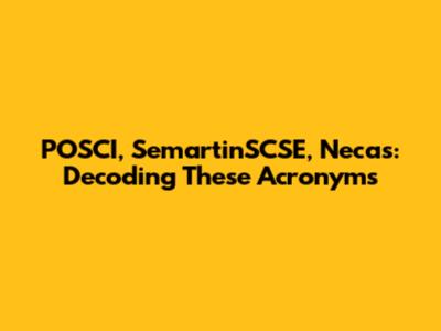 POSCI, SemartinSCSE, Necas: Decoding These Acronyms