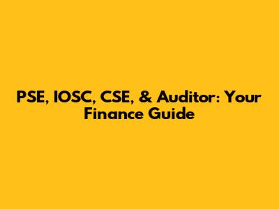 PSE, IOSC, CSE, & Auditor: Your Finance Guide