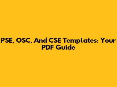 PSE, OSC, And CSE Templates: Your PDF Guide