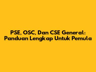 PSE, OSC, Dan CSE General: Panduan Lengkap Untuk Pemula
