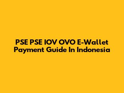 PSE PSE IOV OVO E-Wallet Payment Guide In Indonesia