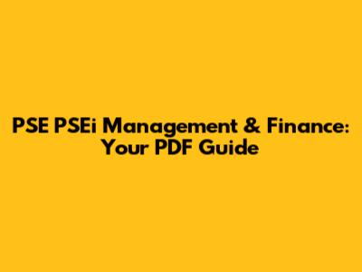 PSE PSEi Management & Finance: Your PDF Guide