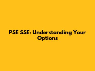 PSE SSE: Understanding Your Options