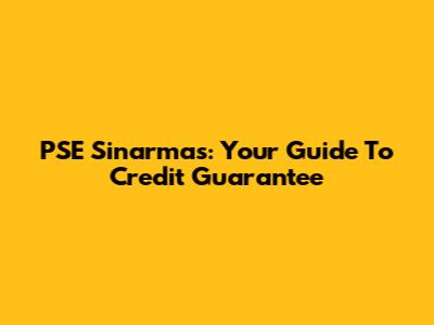 PSE Sinarmas: Your Guide To Credit Guarantee