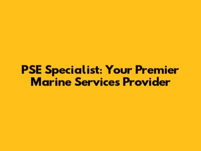 PSE Specialist: Your Premier Marine Services Provider
