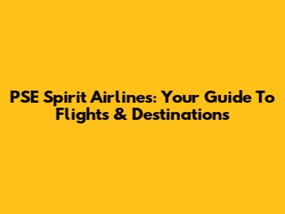 PSE Spirit Airlines: Your Guide To Flights & Destinations