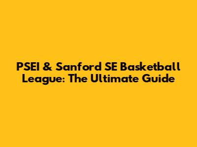 PSEI & Sanford SE Basketball League: The Ultimate Guide