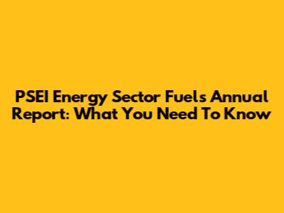 PSEI Energy Sector Fuels Annual Report: What You Need To Know