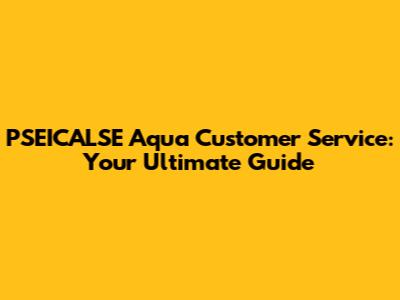PSEICALSE Aqua Customer Service: Your Ultimate Guide