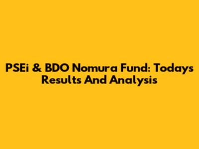 PSEi & BDO Nomura Fund: Today's Results And Analysis