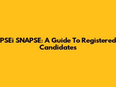 PSEi SNAPSE: A Guide To Registered Candidates