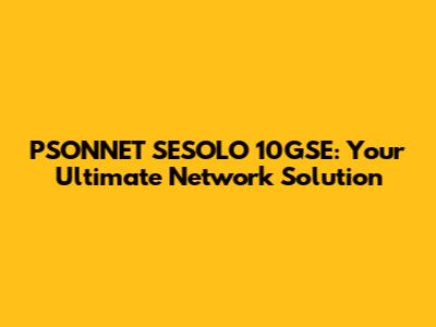 PSONNET SESOLO 10GSE: Your Ultimate Network Solution