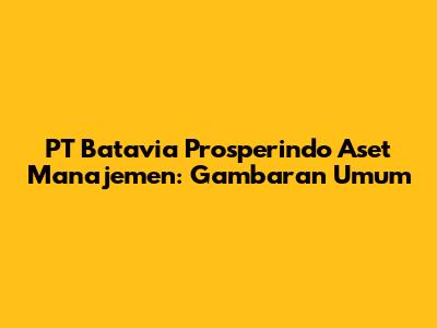 PT Batavia Prosperindo Aset Manajemen: Gambaran Umum