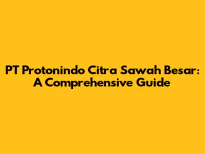 PT Protonindo Citra Sawah Besar: A Comprehensive Guide