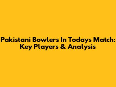 Pakistani Bowlers In Today's Match: Key Players & Analysis