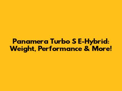 Panamera Turbo S E-Hybrid: Weight, Performance & More!