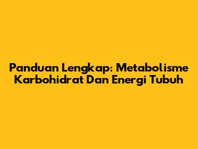 Panduan Lengkap: Metabolisme Karbohidrat Dan Energi Tubuh