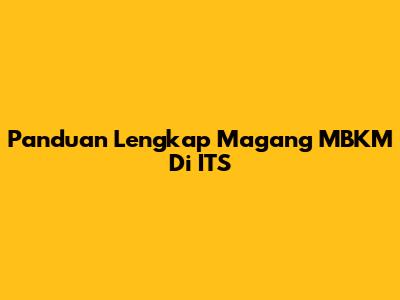 Panduan Lengkap Magang MBKM Di ITS